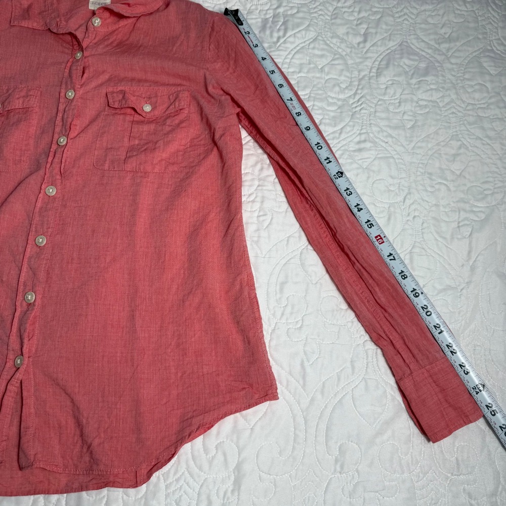 J.Crew The Perfect Shirt Coral 100% Cotton Button Down Roll Tab Sleeve WMs M EUC - Picture 9 of 11